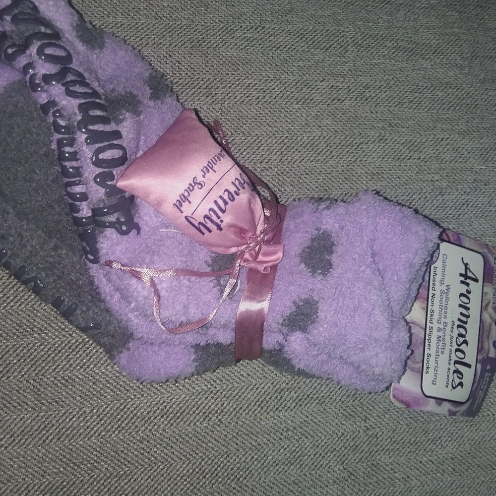 fuzzy socks with a lavender scent bag